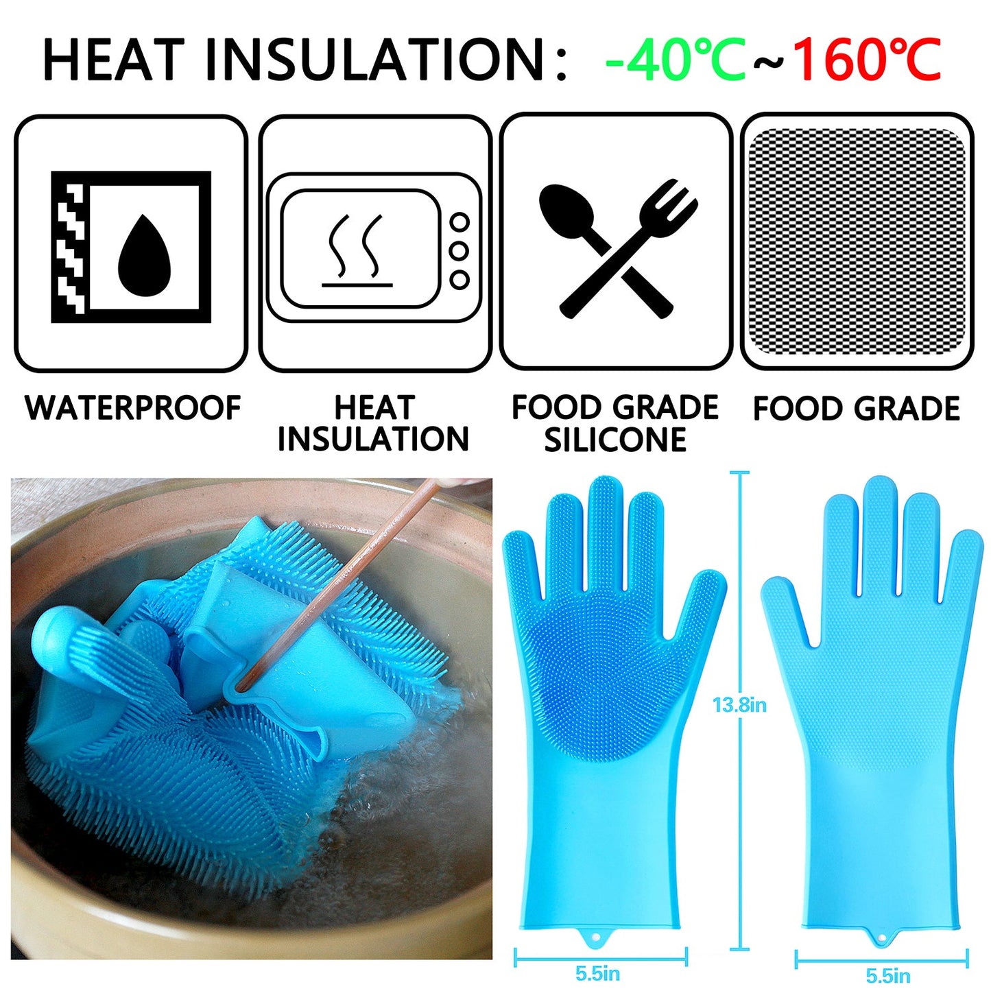 Guantes silicona multiusos cocina baño