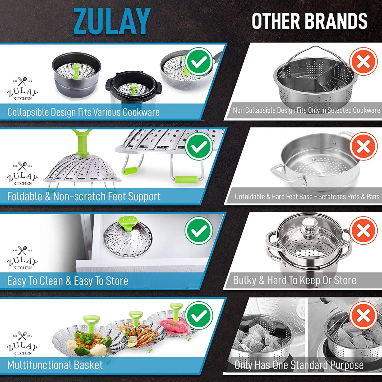 Vaporera ajustable cocina saludable verduras al vapor