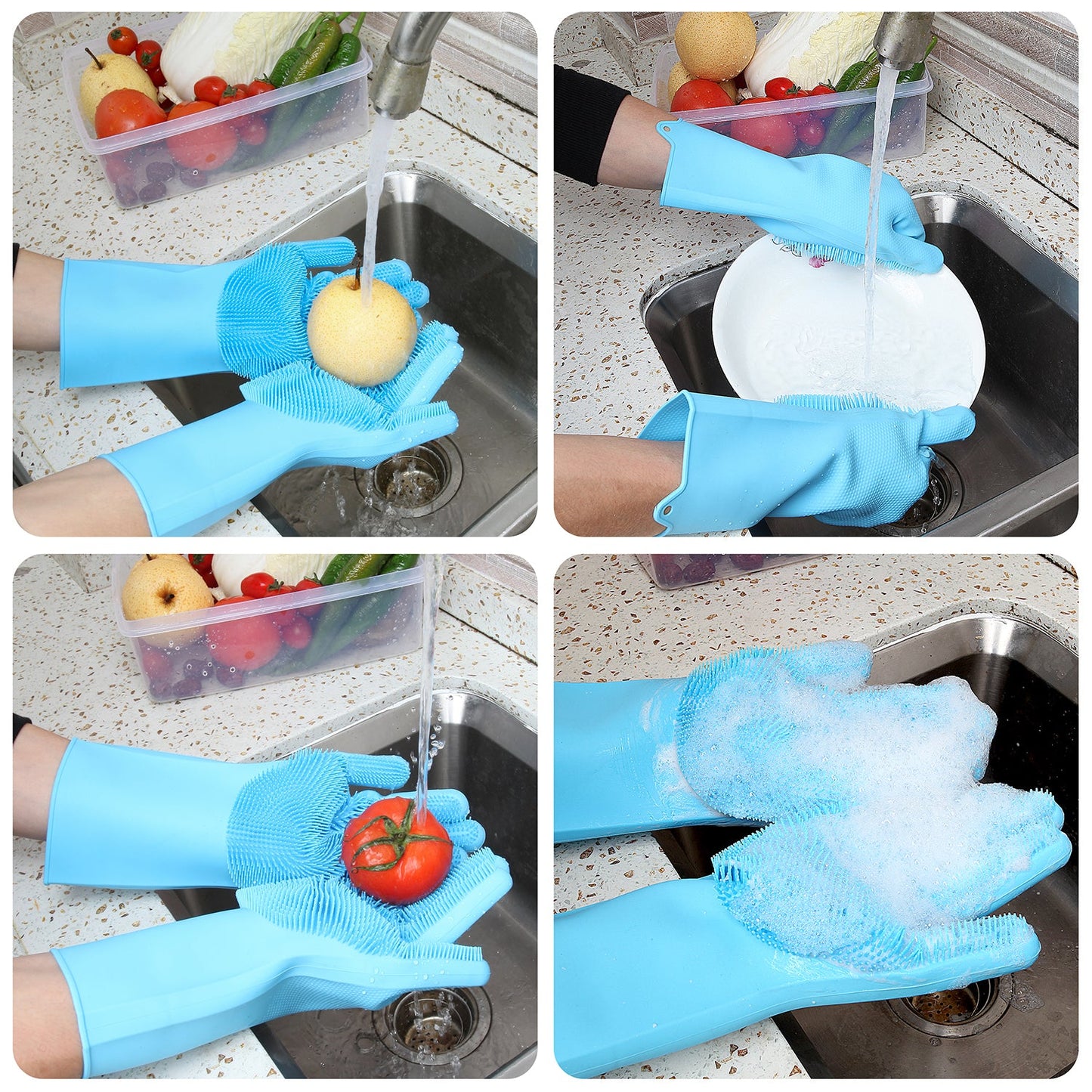 Guantes limpiar cocina silicona resistentes calor