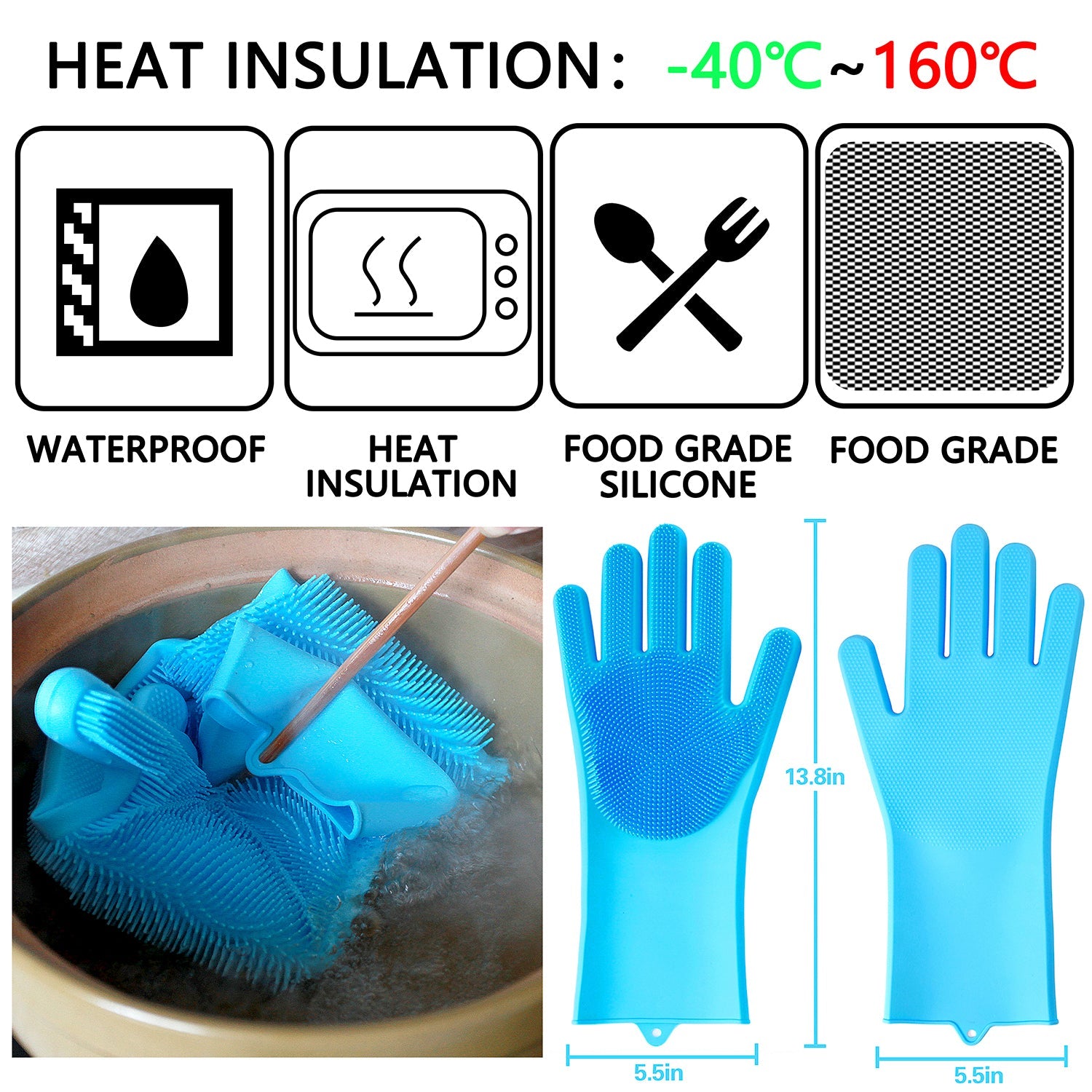 Guantes silicona multiusos cocina baño