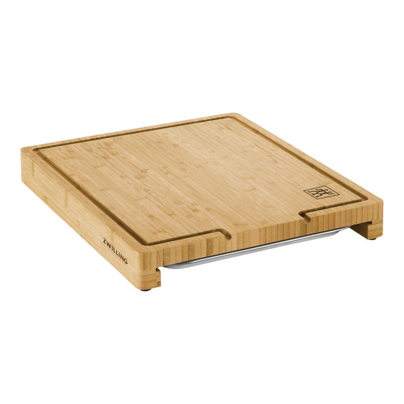 Tabla madera con cajón extracción recoge verduras cortadas
