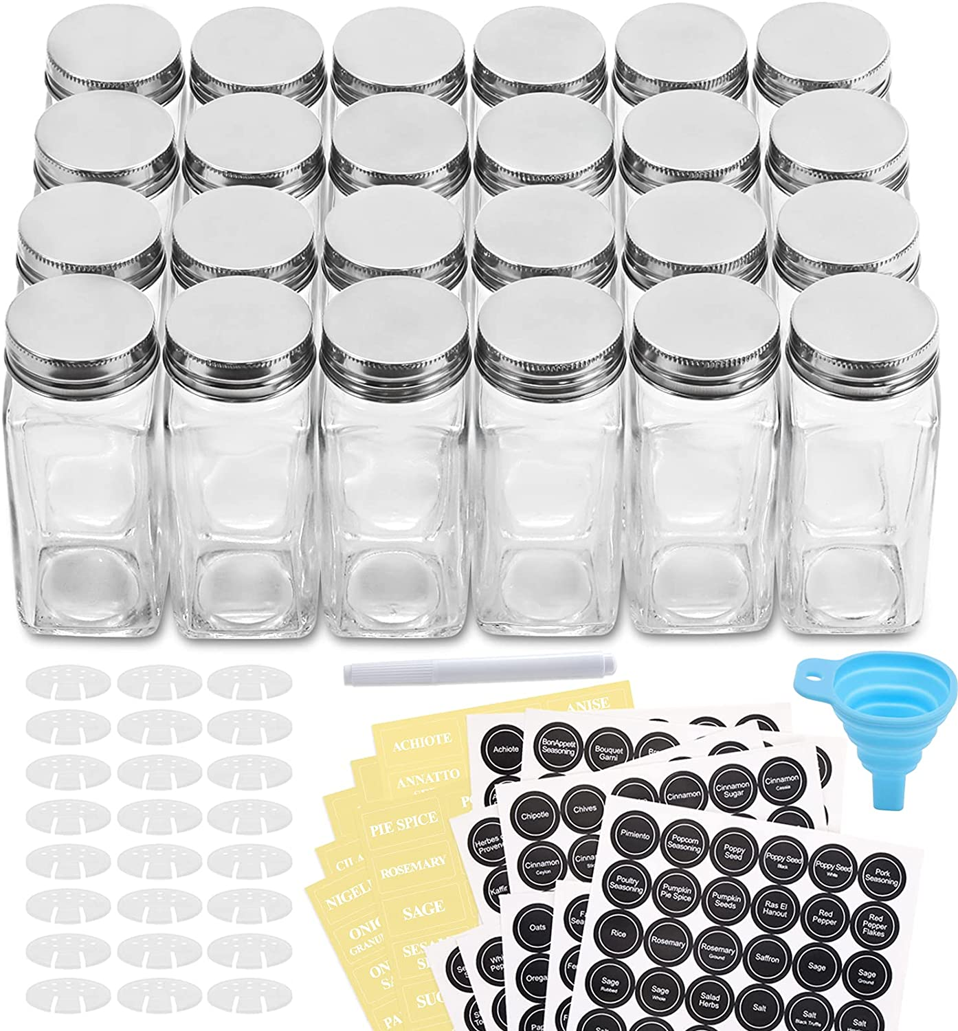 Set 6 frascos vidrio especias con tapas