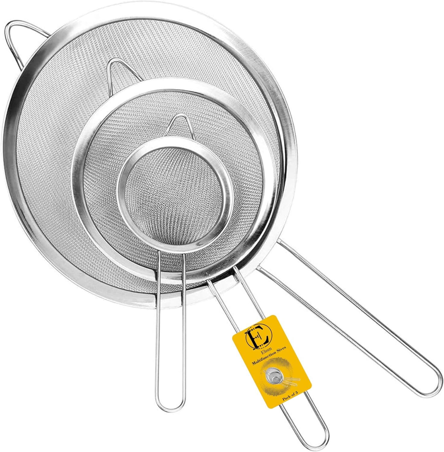 Set 3 coladores malla fina acero inoxidable