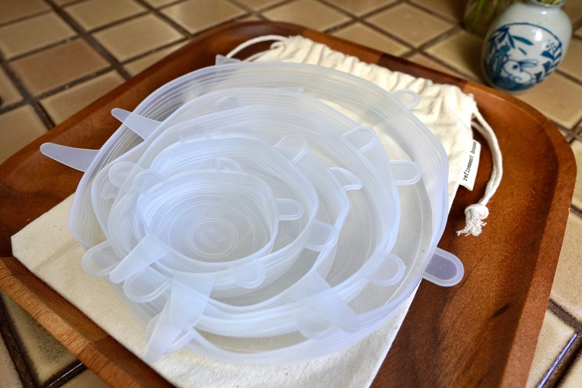 Set 6 tapas silicona elasticas reutilizables BPA-free 6 tamanos