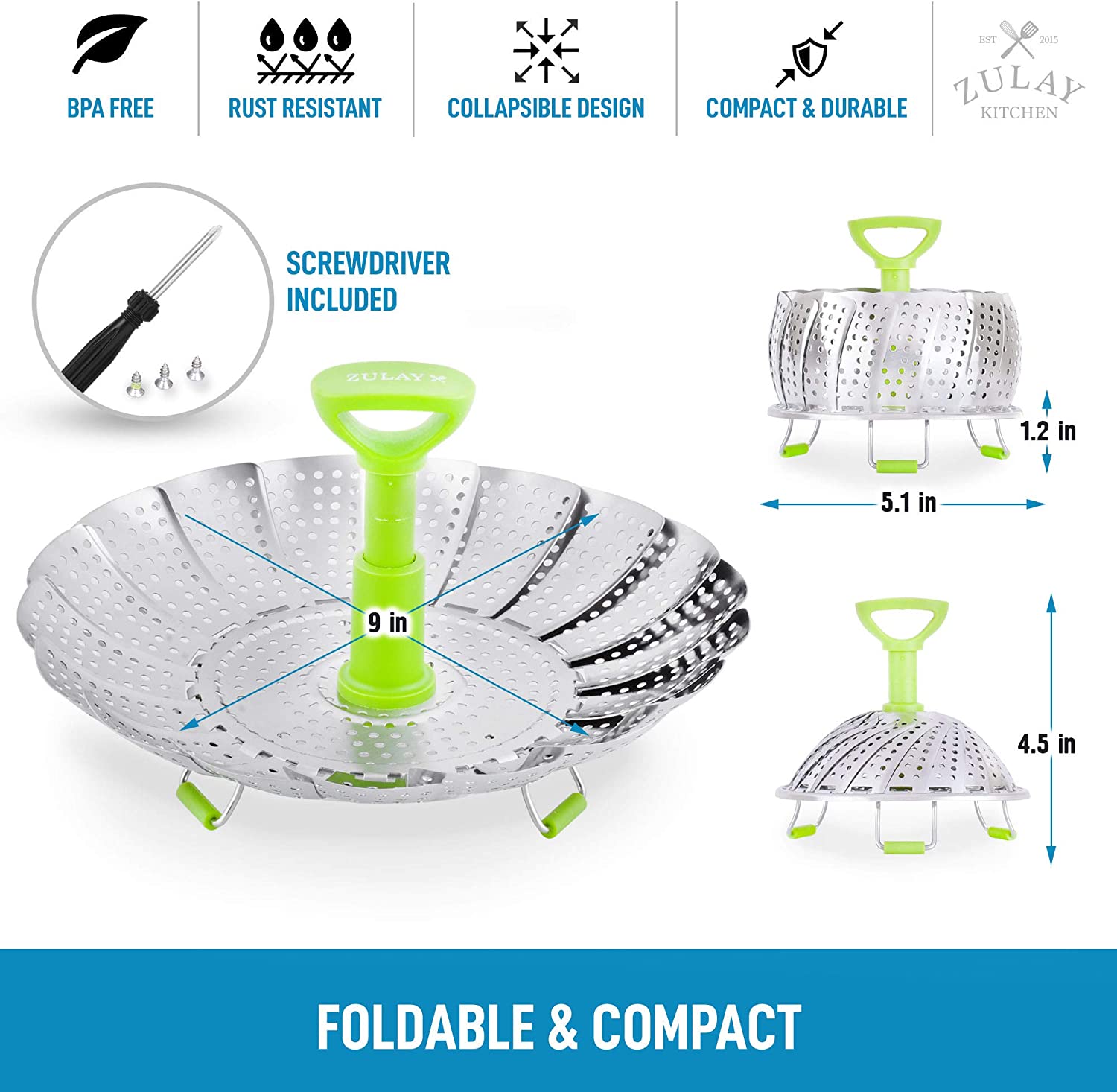 Cesta vapor pétalos plegables olla de cocina
