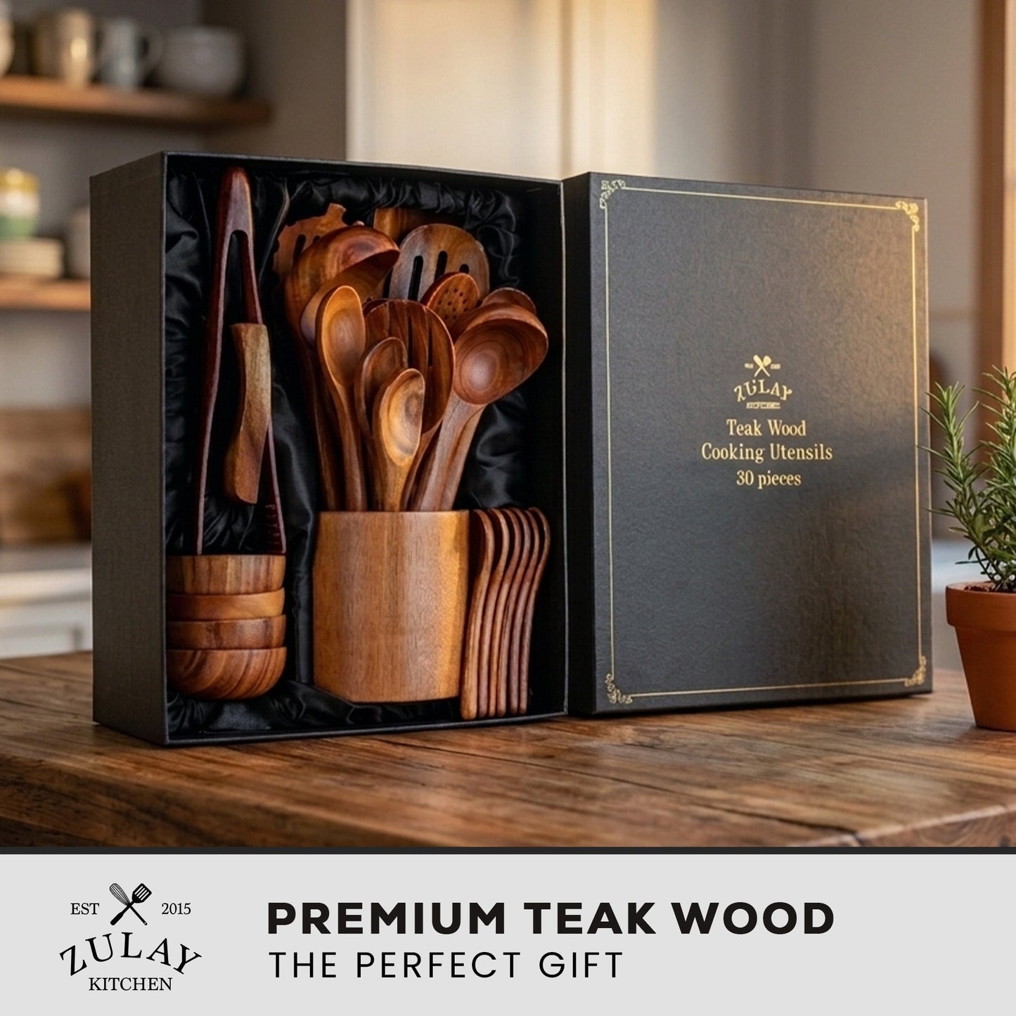 Utensilios cocina teca natural resistente