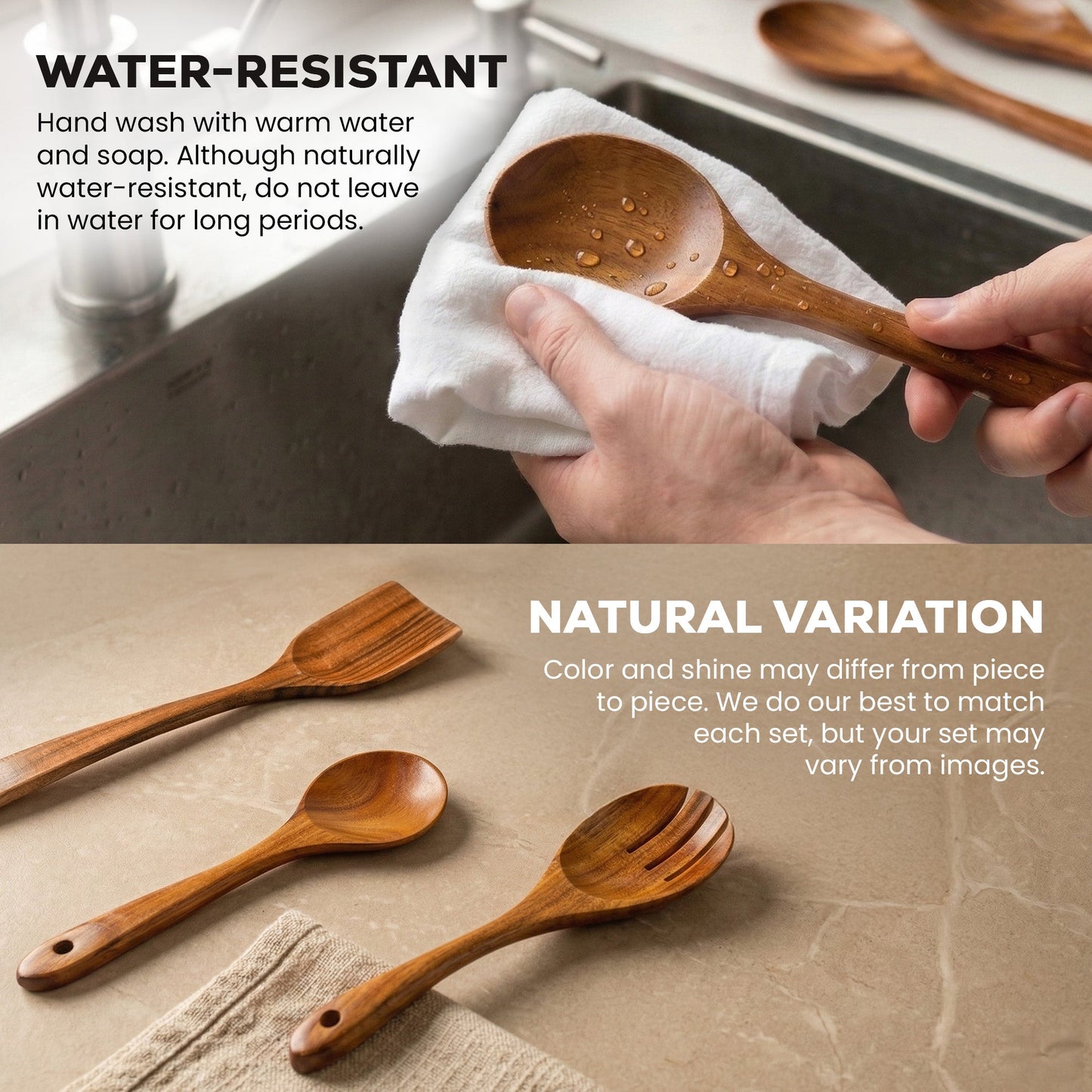 Utensilios cocina madera teca antibacteriana