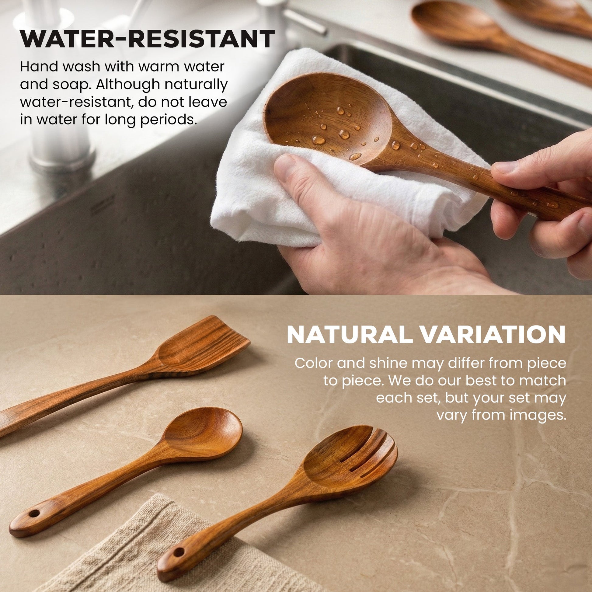 Utensilios cocina madera teca antibacteriana