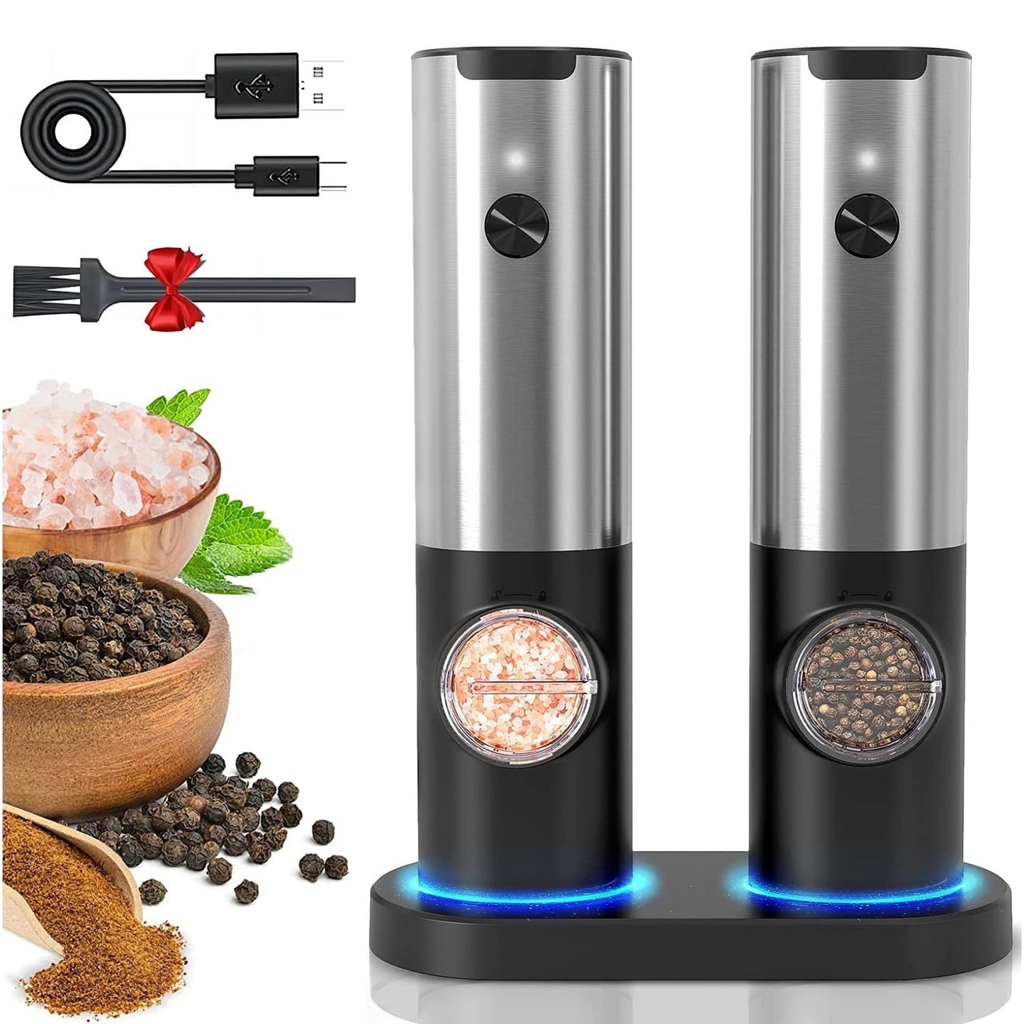 Molinillo sal pimienta electrico LED USB-C recargable motor ceramico