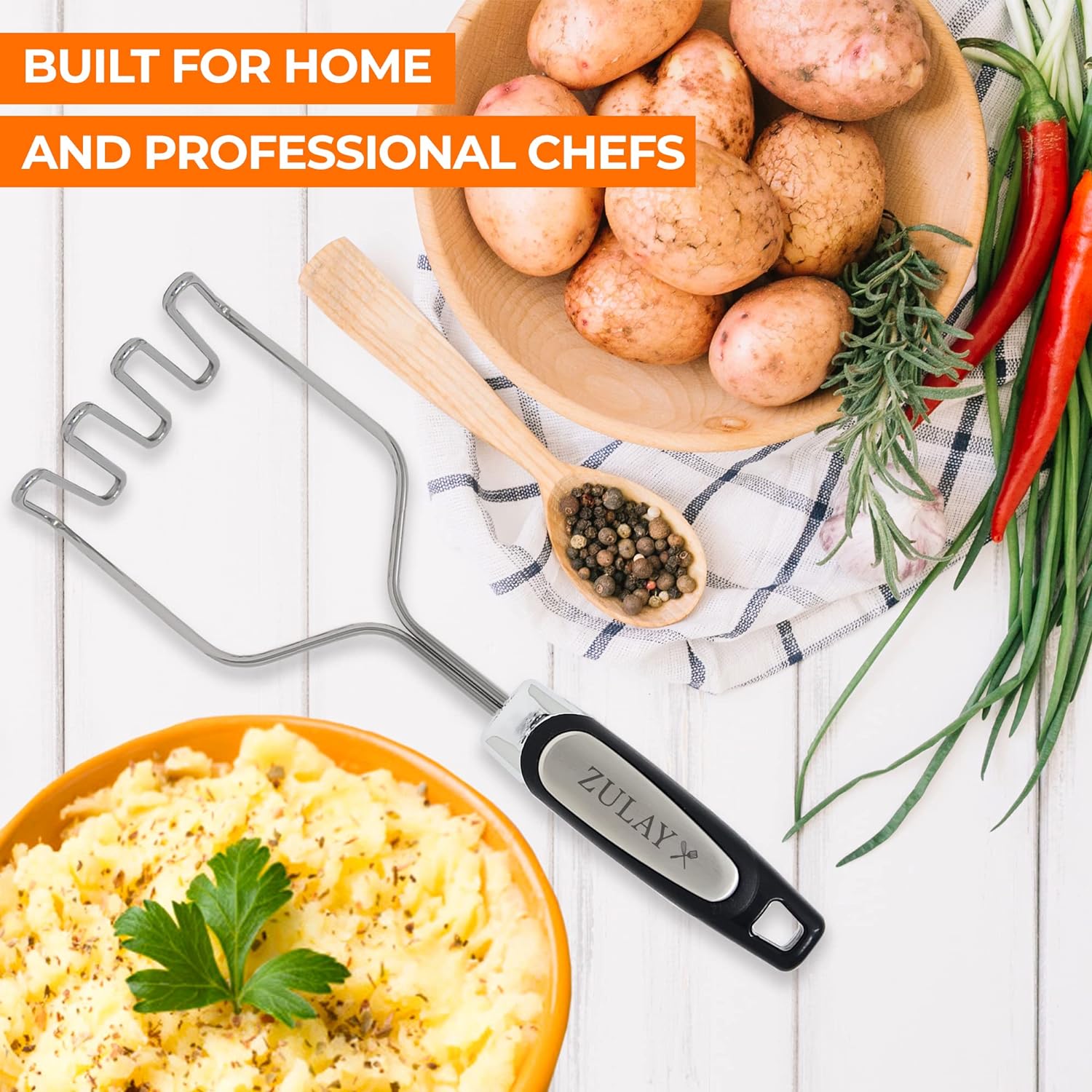 Aplastador puré patatas acero sin grumos