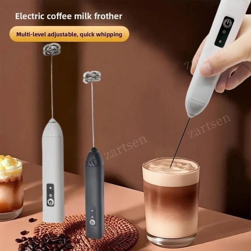 Espumador de leche electrico recargable USB-C doble cabezal