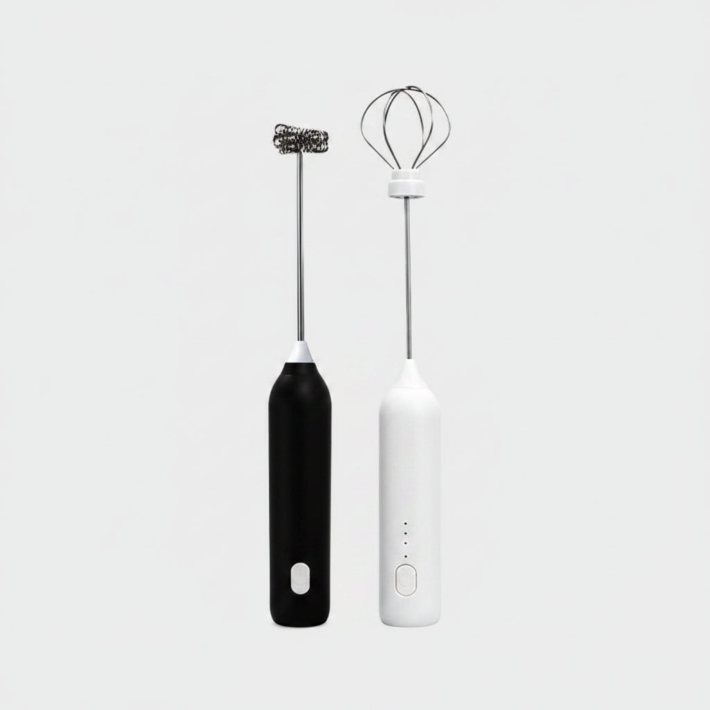 Espumador de leche electrico recargable USB-C doble cabezal