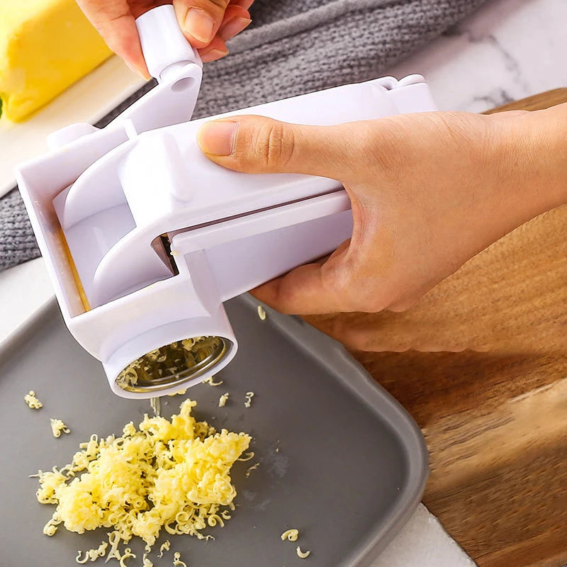 Rallador queso rotativo manivela 3 tambores intercambiables