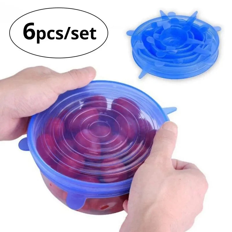 Set 6 tapas silicona elasticas reutilizables BPA-free 6 tamanos