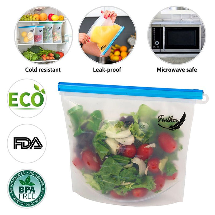 Bolsas reutilizables silicona platino 1L pack 4 cierre hermetico