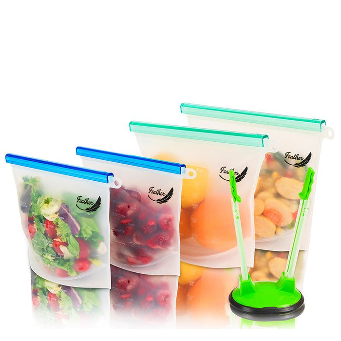 Bolsas reutilizables silicona platino 1L pack 4 cierre hermetico
