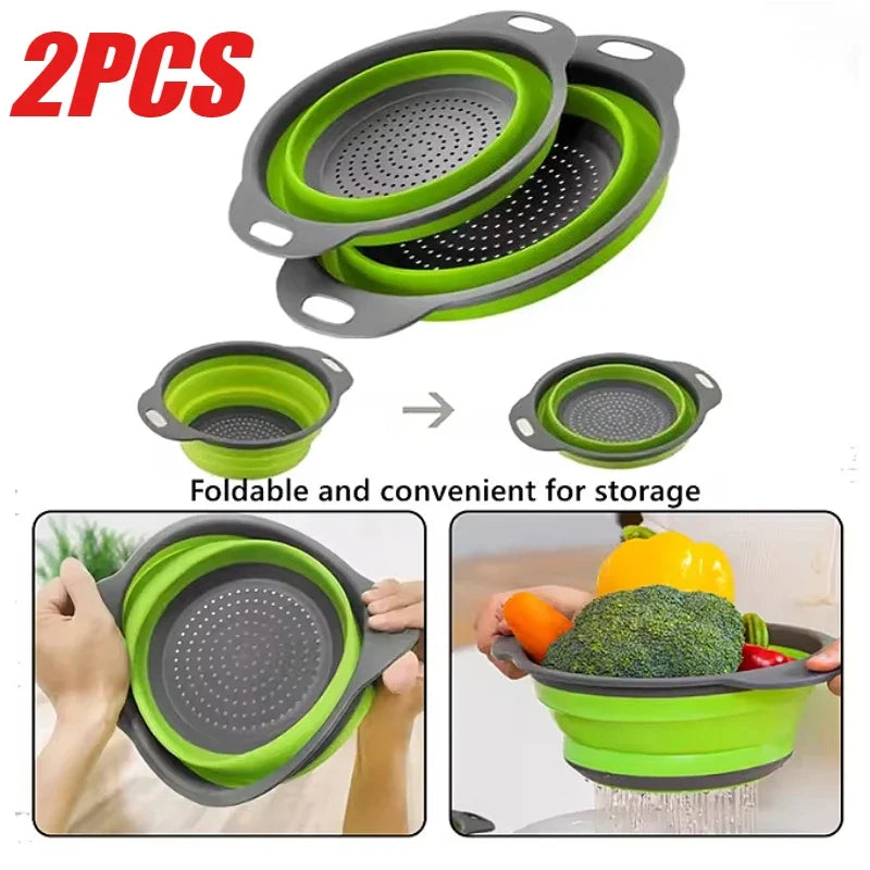 Coladores plegables silicona 3.5L pack 2 ahorra espacio