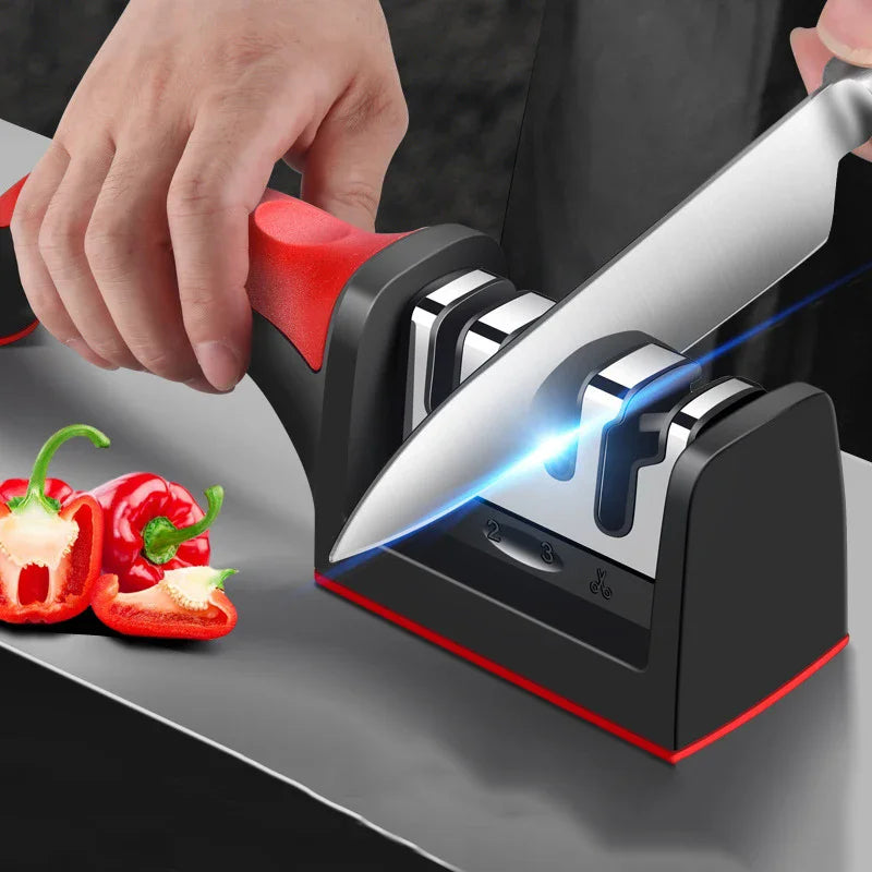 Afilador de cuchillos profesional 3 fases diamante ceramica tungsteno