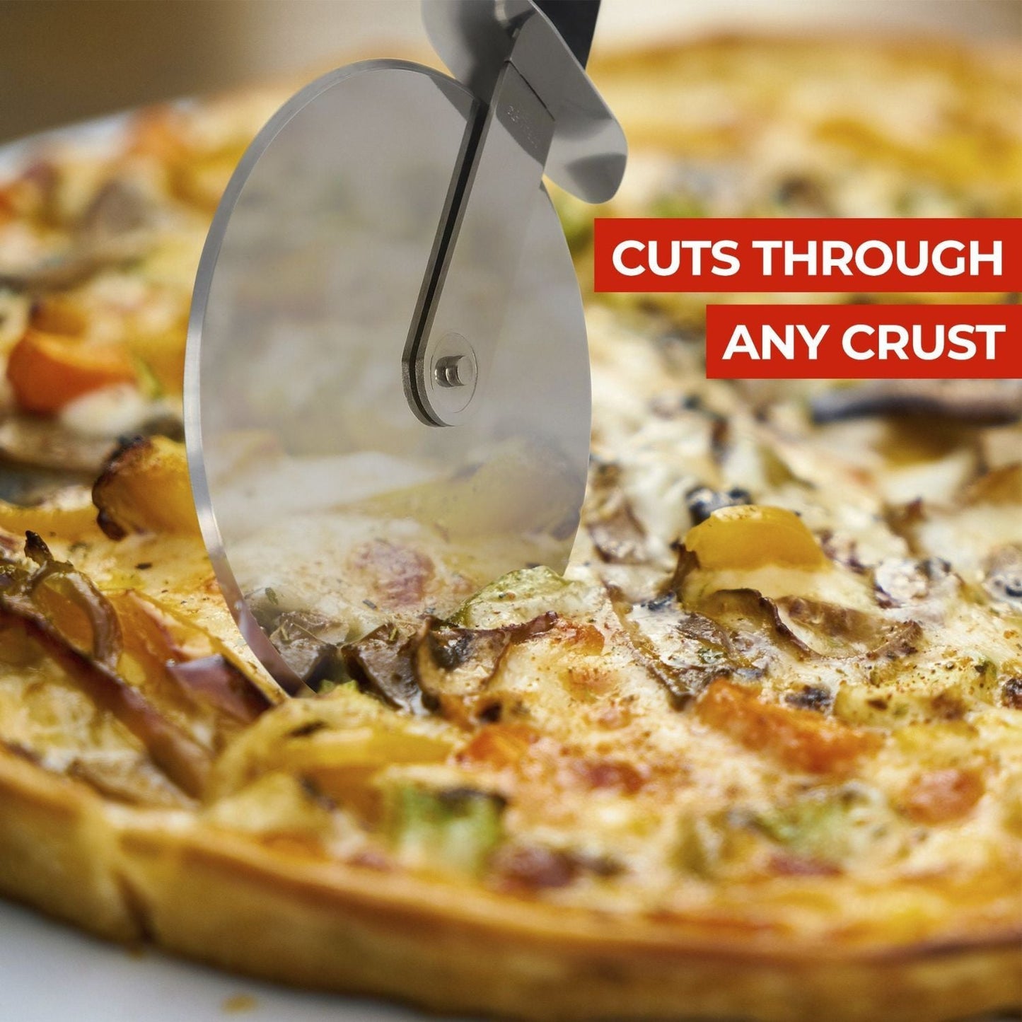 Cortador pizza mango ergónomico funda protectora