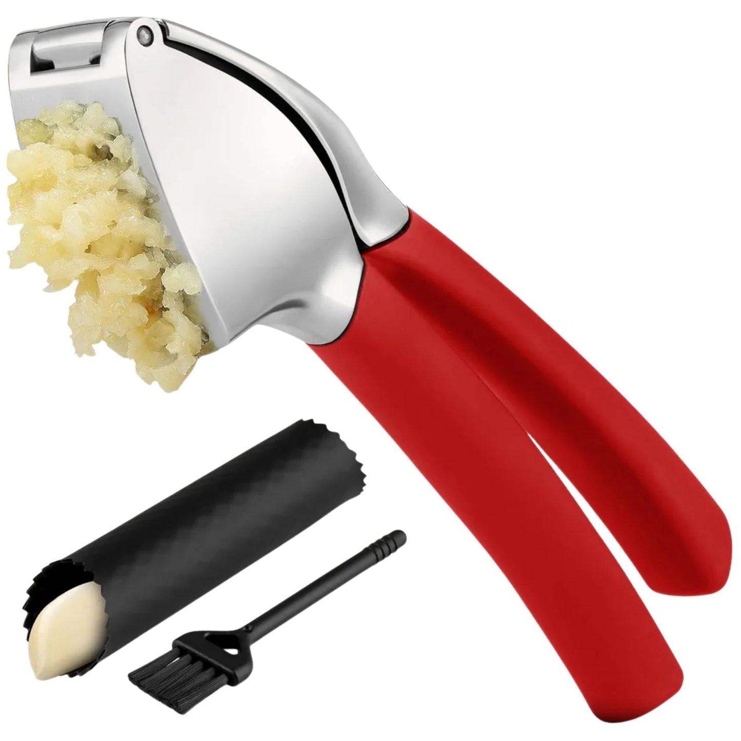 Prensador ajo rojo mango ergonómico
