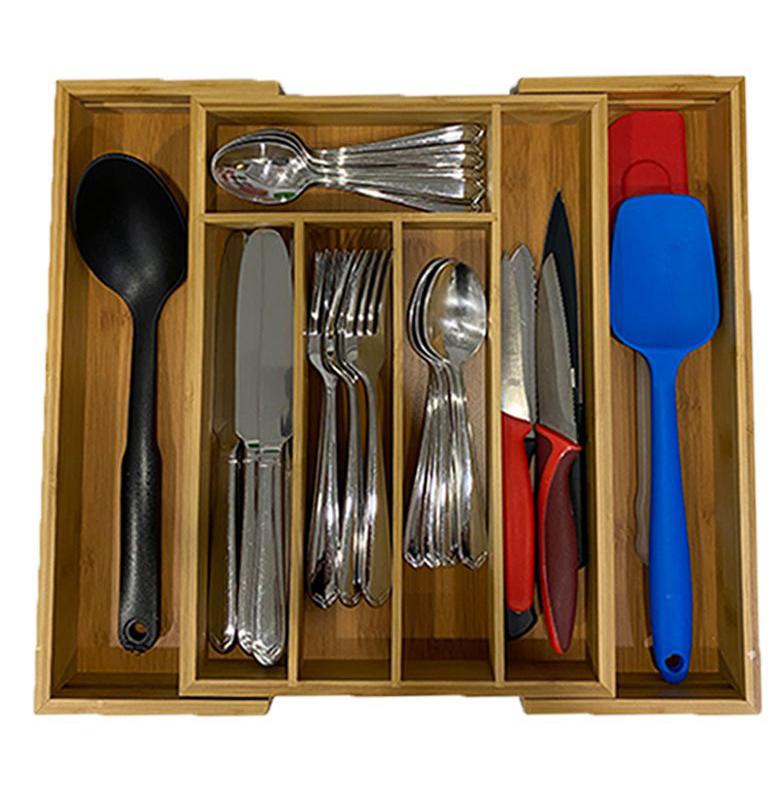 Organizador cajones cocina bambu natural extensible 30-45cm