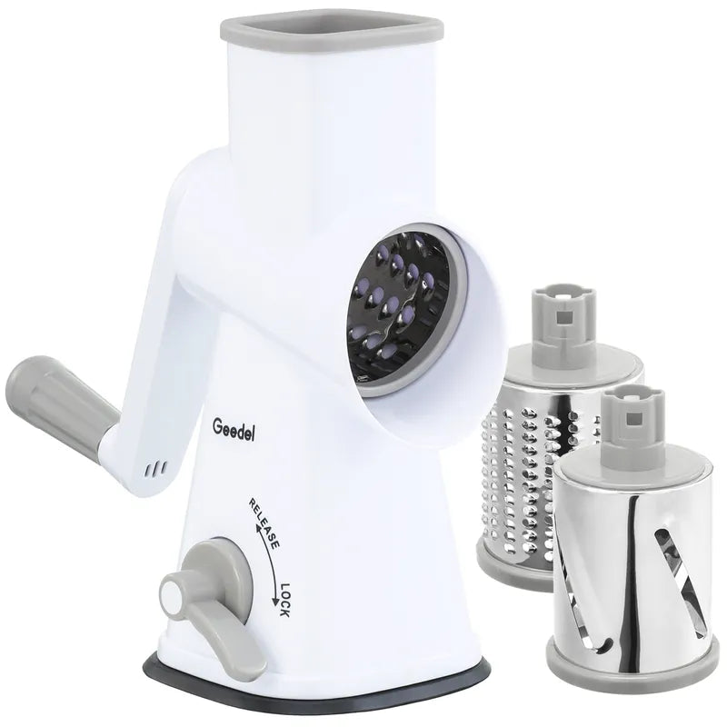 Rallador queso rotativo manivela 3 tambores intercambiables